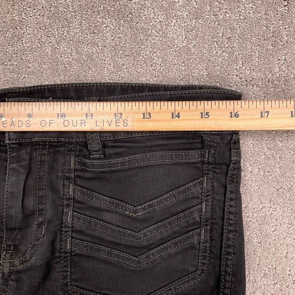Free People Jeans‎ Women 32W 31.5L Black Flare Chevron Stitch 70s Penny Lane VTG - Picture 5 of 12